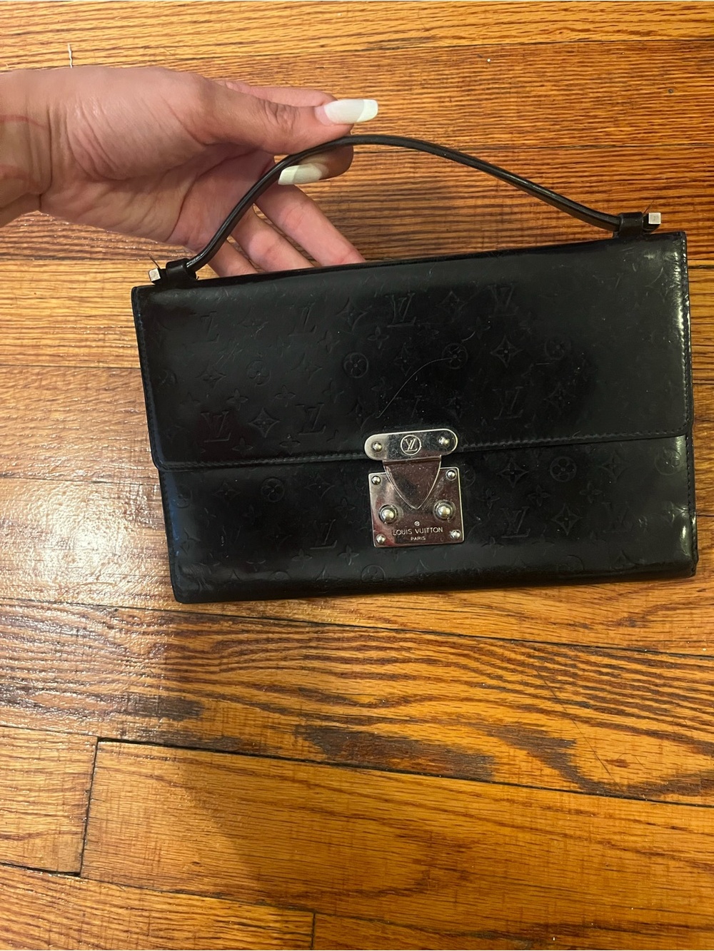Vintage Louis Vuitton Black Monogram Vernis Top Handle wallet clutch